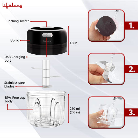 Lifelong USB Rechargeable Wireless Electric Chopper